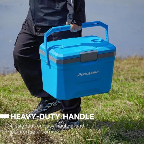 Vista 3 de EchoSmile Enfriador portátil aislado de 20L/21qt, enfriador duro para exteriores, caja de hielo para camping, bebidas, playa, pesca y navegación