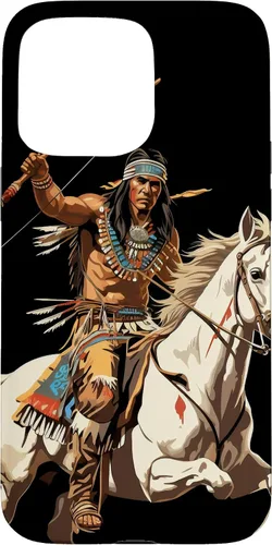 Vista 31 de Funda para iPhone 16 nativo americano jefe indio caballero guerrero Cherokee