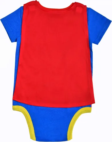 Vista 3 de WARNER BROS Superman Boy's Short Sleeve Creeper with Cap, Superhero for Baby, Blue