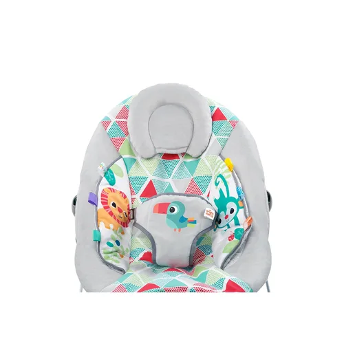 Vista 3 de Bright Starts Baby Bouncer Soothing Vibrations - Asiento para bebé, música, barra de juguete extraíble, 0-6 meses hasta 20 libras (Tucán Tango)