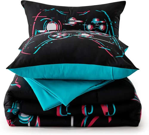 Vista 6 de Seward Park Juego de ropa de cama individual XL con sábana, cama de Big Gamer Negro