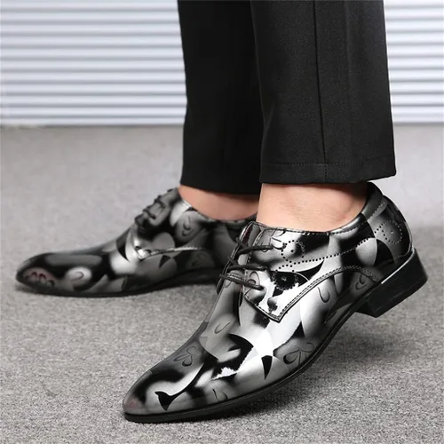 Vista 6 de Hombres Príncipe Clásico Moderno Formal Oxfords Wingtip Encaje Hasta Zapatos De Vestir Negocios Con Cordones De Cuero Del Puntera Llana