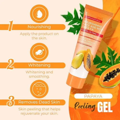Vista 5 de Papaya Essence - Gel exfoliante iluminador, limpiador exfoliante de esencia de papaya, lavado facial exfoliante, crema exfoliante de papaya, crema