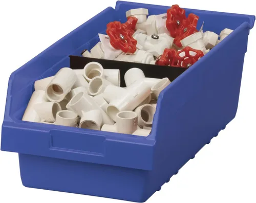 Vista 7 de Akro-Mils 30088 ShelfMax - Caja de almacenamiento de plástico para anidar, 18 pulgadas de largo por 8 pulgadas de ancho por 6 pulgadas de alto, Azul