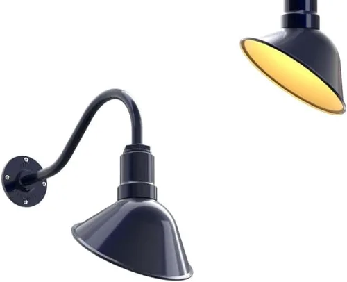 Vista 17 de Steel Lighting Co. Luz de Letrero de Tienda Venice para Pared de Acento de Restaurante al Aire Libre Cúpula de 9 pulgadas Brazo Recto de 6