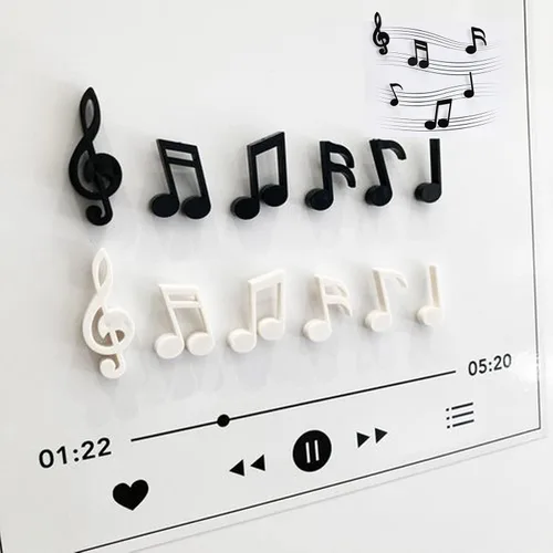 Vista 5 de Juego de 12 imanes de notas musicales creativas para refrigerador, para pizarra blanca, pizarra de borrado en seco, decoración para refrigerador