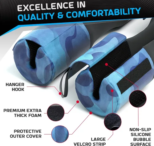 Vista 3 de Almohadilla versátil para sentadillas, diseño antideslizante, 100% lavable, cómoda almohadilla de empuje de cadera para barra, se adapta a barras
