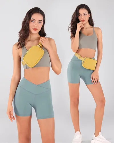 Vista 2 de ODODOS Minicangurera unisex con correa ajustable para entrenamiento, correr, viajar, senderismo, amarillo (Buff Yellow)