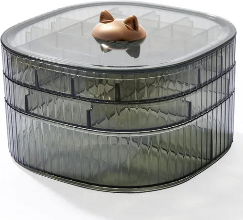 Vista 8 de Sunkaioo Organizador de aretes, caja de joyería transparente apilable de 3 capas con tapa, organizador de aretes para mujeres y niñas, soporte