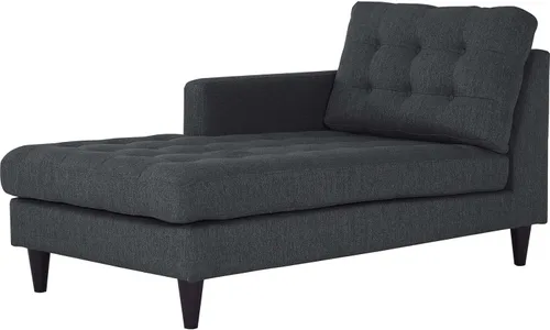 Vista 52 de Sofá esquinero Modway Empress, estilo de mediados de siglo, tapizado de tela en avena, Tela, Celeste