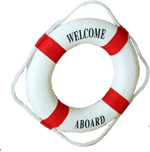 Vista 10 de MorroMorn Salvavidas Decoración Colgante de Pared - Bienvenido a Bordo Decoración del Hogar Estilo Mediterráneo Cuerda de Cáñamo (Azul, 10")