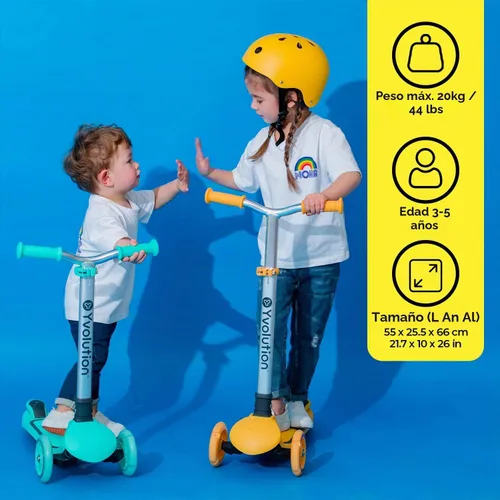 Vista 5 de Yvolution Y Glider Air Scooter for Kids, 3 Wheel Scooter for Toddlers 4 Adjustable Height Glider with Kick Scooters, Lean to Steer with LED Flashing