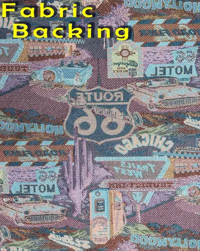 Vista 4 de FABRIC EMPIRE - Tela de tapiz clásica inspirada en la ruta retro 66, Motel, Diner, Tema de gasolinera - 56 pulgadas de ancho, vendido por el patio