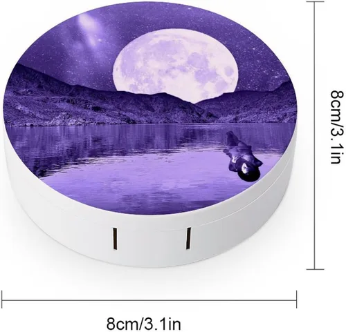 Vista 2 de Purple Supermoon - Kit de viaje con lente de contacto portátil, bonita caja de contacto con espejo para uso diario al aire libre