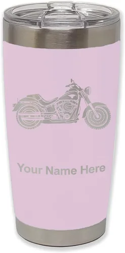 Vista 25 de LaserGram Vaso personalizado de 20 onzas, motocicleta (negro) Regalo grabado para motociclistas, acero inoxidable aislado al vacío, grabado