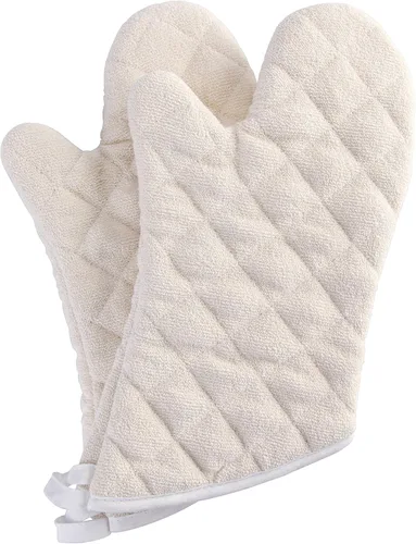 Vista 13 de ARCLIBER Guantes de horno resistentes al calor al fuego 425 ° F, guantes de horno acolchados de algodón de tela de toalla suave, guantes de cocina