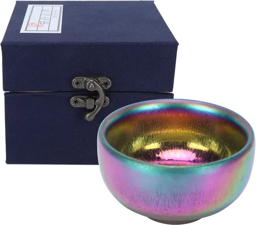 Vista 12 de Alvinlite Taza de cerámica, juego de té Jianzhan chino Tenmokus, taza de té de porcelana, cuenco de té hecho a mano con esmalte elegante, taza de té