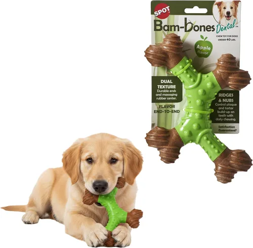 Vista 10 de SPOT Bam-Bones Dental X-Bone - Fabricado con fibra de bambú y un centro de goma masajeadora para mantener los dientes limpios, cuidado bucal