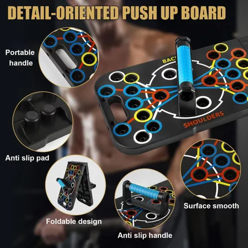 Vista 5 de Tabla de flexión plegable ajustable 56 en 1 para ejercicio, entrenamiento de fitness para entrenamiento de fuerza muscular máxima para hombres