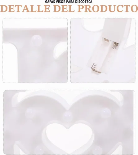 Vista 3 de Uonlytech Letrero con luces LED románticas con diseño de letras, funciona con pilas, lámpara decorativa con texto en inglés "I Love You