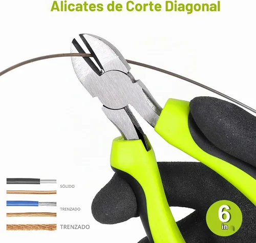 Vista 5 de Juego de alicates utilitarios FASTPRO de 5 piezas con bolsa de almacenamiento, incluye alicates de junta de ranura, diagonales, de punta larga