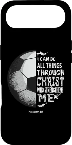 Vista 27 de Funda para iPhone 17 con versículo bíblico de fútbol Christian Sayings Philippians 4:13