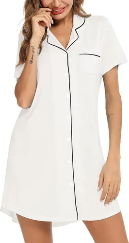 Vista 3 de Senert Nightgowns for Women ShortLong Sleeve Sleep Shirt Button Down Night Gowns Maternity Pajamas Nursing Dress Sleepwear
