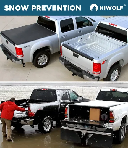 Vista 9 de cubierta desmontable de cuatro pliegues para plataforma de camioneta, compatible con Silverado/Sierra 2007-2013 1500, 07-14 2500 HD 3500 HD