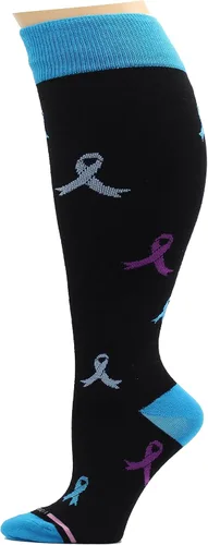 Vista 3 de Dr. Motion 4 pares de calcetines de compresión de pantorrilla ancha para mujer, talla grande, soporte graduado