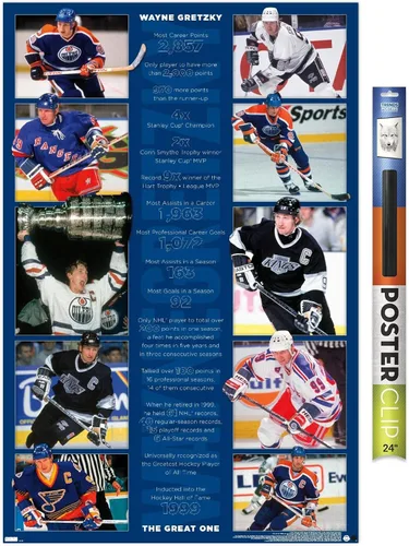 Vista 14 de Trends International Wayne Gretzky - Póster de pared de estadísticas, 22.4 pulgadas de largo x 14.7 pulgadas, versión enmarcada en madera de granero