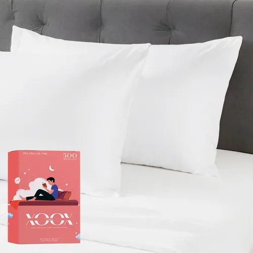 Vista 19 de XOOX Linen Juego de Sábanas de Algodón 100% Twin - Sábanas de Algodón de 500 Thread Count Tamaño Twin, Extra Suaves, Tejido Satén, Sábanas