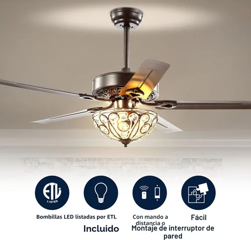 Vista 3 de JONATHAN Y JYL9704A Ali 48" Ventilador de techo LED de hierro forjado de 3 luces con control remoto, clásico, glam, tradicional, transicional