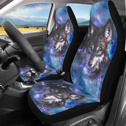 Vista 37 de Mumeson Fundas protectoras de asiento delantero de automóvil con estampado de calavera y girasol, fundas elásticas para asiento de automóvil, 2