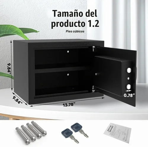 Vista 7 de [1.2 pies cúbicos] Caja de seguridad PATRON con llave, seguridad digital para el hogar, cajas fuertes de gabinete para documentos en efectivo, cajas