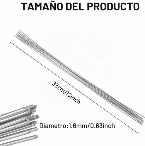 Vista 5 de 100 Pieces Flux Core Aluminum Welding Rods Easy Melt Welding Sticks