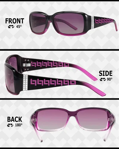 Vista 3 de LVIOE Gafas de sol polarizadas inspiradas en diamantes de imitación para mujer, rectángulo de moda UV400 sombra LS907