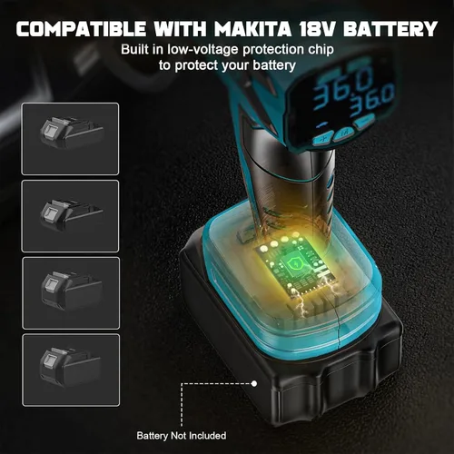 Vista 6 de Compresor de aire para inflador de neumáticos compatible con batería Makita de 18 V, bomba de aire eléctrica portátil inalámbrica LIVOWALNY de 160