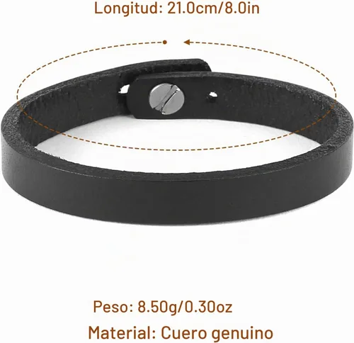 Vista 2 de HZMAN Brazalete de Cuero Ajustable Hecho a Mano Estilo Steampunk Muñequera de Cuero Minimalista