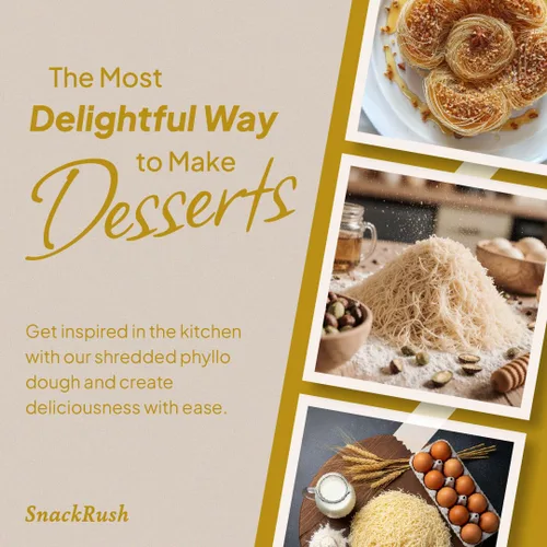Vista 6 de SnackRush Kadayif seco y picado - Masa Phyllo triturada 7.05 oz (0.44 libras) Perfecto para Kunafa, Knafeh, chocolate de Dubai, postres de crema