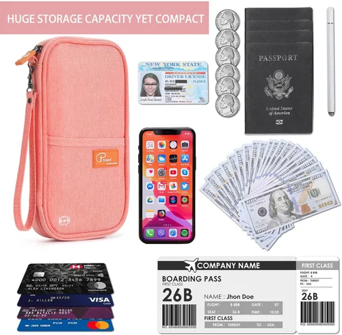 Vista 36 de VanFn Cartera RFID para pasaporte de viaje, soporte para pasaporte familiar, organizador de documentos de viaje serie P.Travel (nailon, gris)