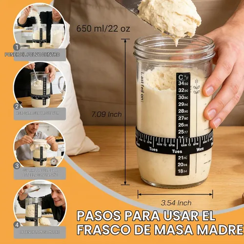 Vista 5 de Suministros para hornear pan de masa madre, kit de inicio de masa madre, 2 cestas de prueba de banneton de cuerda de algodón, kit de herramientas