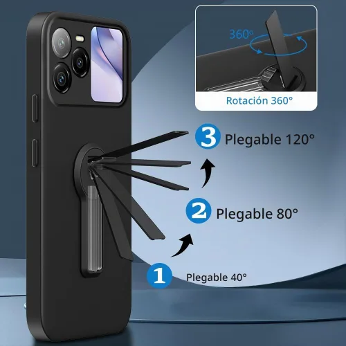 Vista 4 de Compatible con BLU Bold N4 Funda para teléfono, soporte oculto plegable giratorio de 360°, cubierta a prueba de golpes, funda protectora delgada