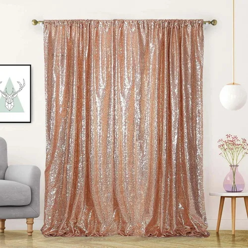 Vista 11 de Cortinas de Fondo de Lentejuelas Negras Cortinas Brillantes con Purpurina 2FTx8FT 2 Paneles para Decoraciones de Bodas Fiestas de Cumpleaños
