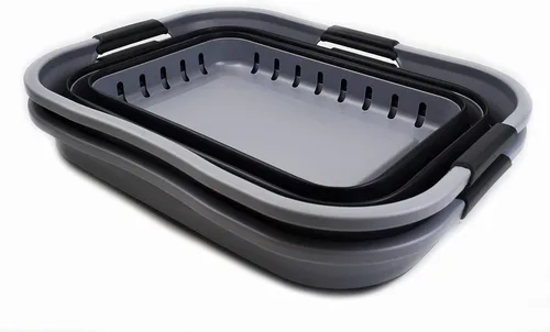 Vista 2 de SAMMART Juego de 2-30L (8 galones) cesta plegable de plástico para la ropa sucia – Contenedor/organizador plegable plegable – Cestas de ahorro