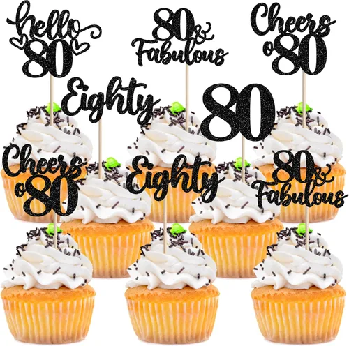 Vista 30 de 30 piezas de adornos para cupcakes de 12 cumpleaños feliz, brillantes doce, hola 12, felicitaciones a 12 años, adornos para cupcakes, 12