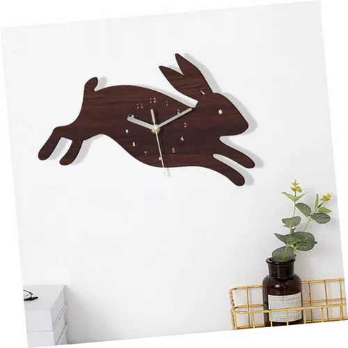 Vista 8 de BESPORTBLE Reloj de pared en forma de conejo Reloj de pared de madera para el hogar del niño