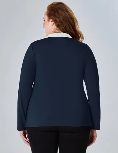 Vista 6 de JACK SMITH Polo de golf de manga larga para mujer, cuello en V, atlético, para tenis, absorbe la humedad