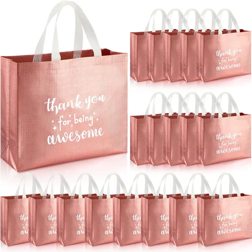 Vista 7 de Abbylike 24 bolsas de regalo de agradecimiento a granel para empleados, bolsas con asas, reutilizables para graduación, día del padre, oficina, Negro