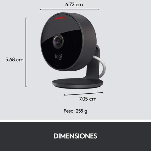 Vista 9 de Logitech Circle View - Cámara de seguridad para el hogar con cable resistente a la intemperie con video Logitech TrueView, gran angular de 180°, HD