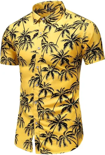Vista 3 de Camisa de vestir estampada hawaiana con botones para hombre
